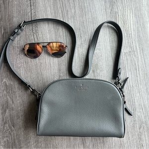 Kate Spade Double Zipper Crossbody Gray Purse